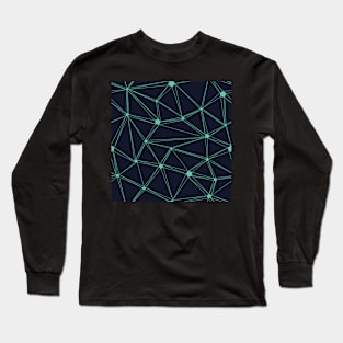 Pentagon grid navy and turquoise Long Sleeve T-Shirt